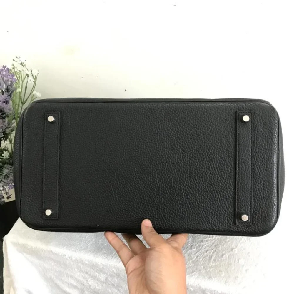 Hermes Birkin Handbag Noir Clemence with Palladium Hardware 35 Black - Picture 9 of 11